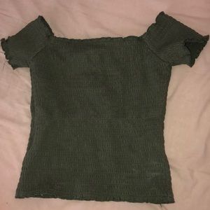 green off the shoulder short sleeve